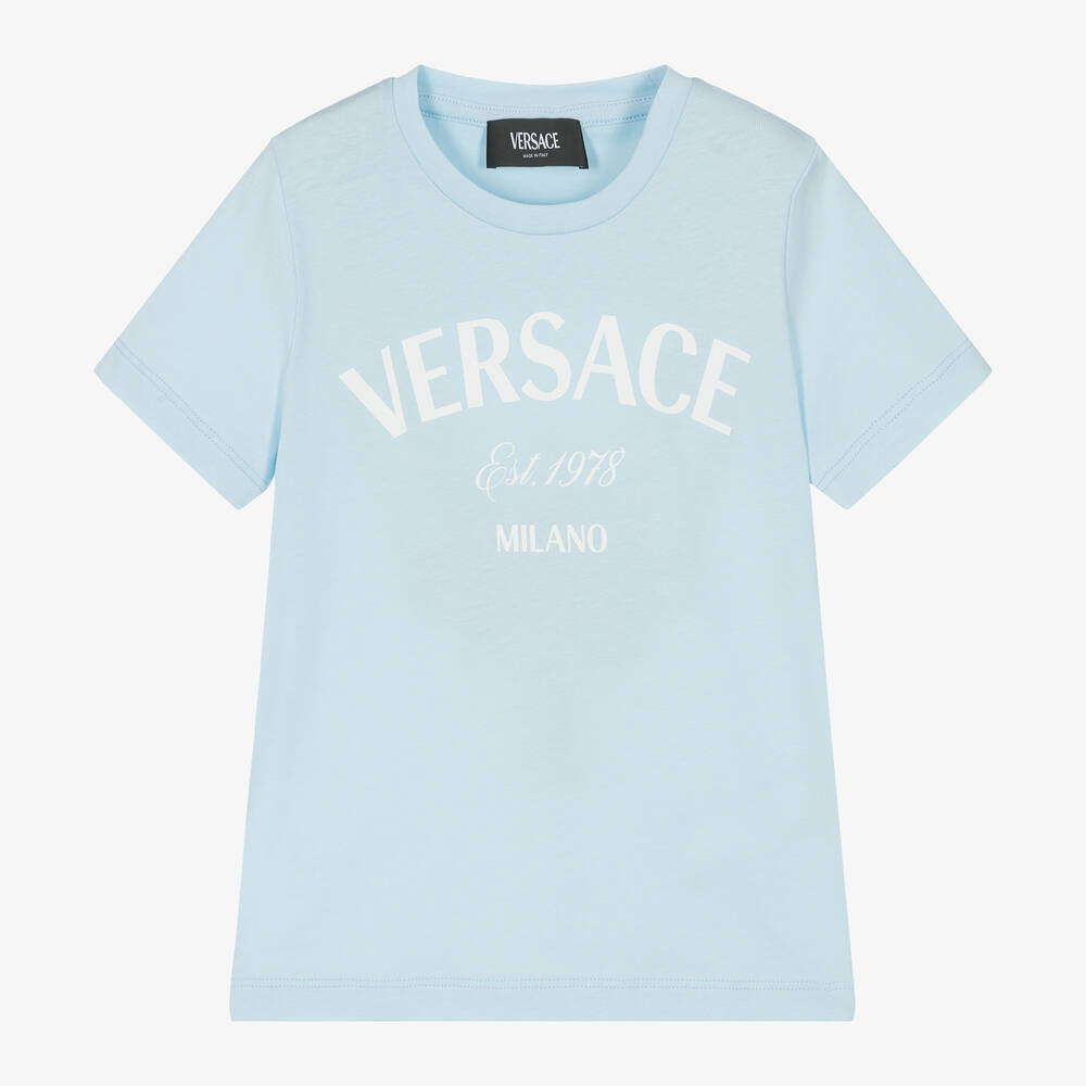 Versace - تيشيرت قطن لون أزرق فاتح | Childrensalon