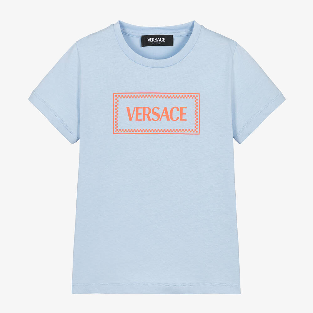 Versace - Pale Blue Cotton T-Shirt  | Childrensalon