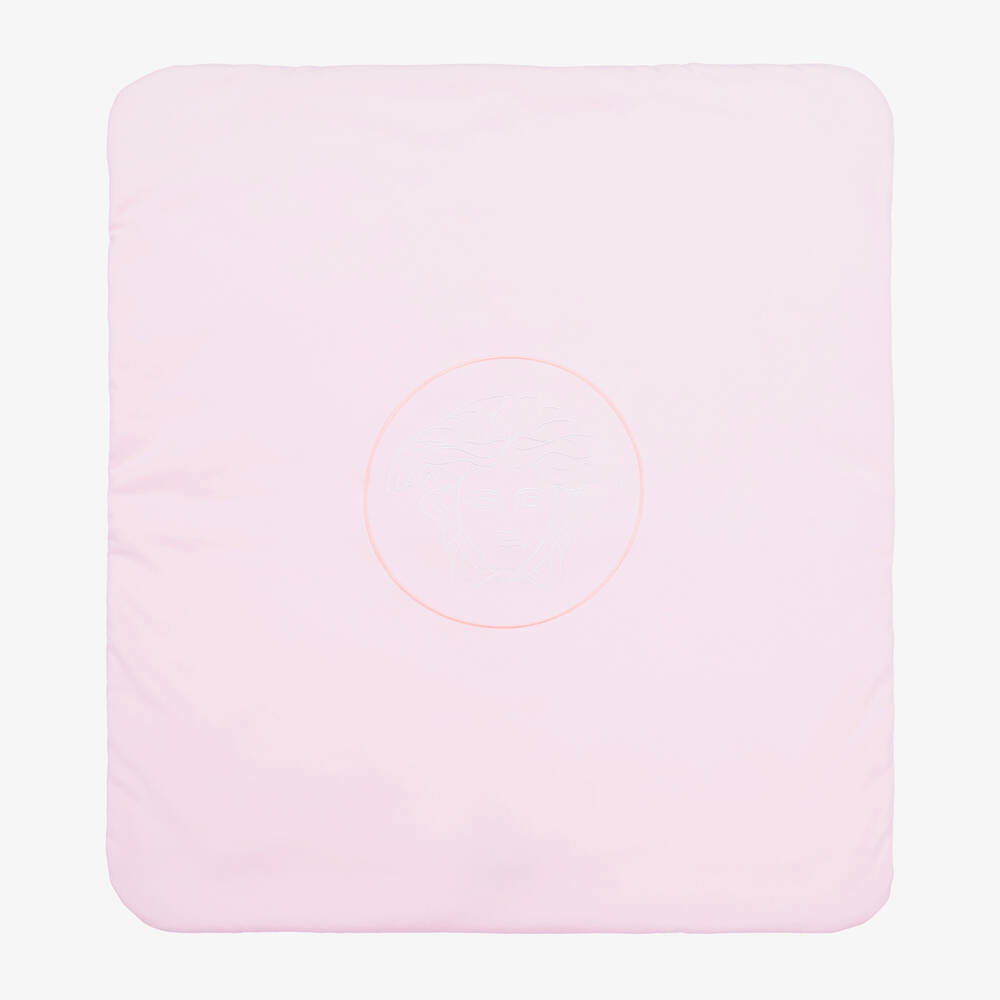 Versace - Pink Padded Cotton Medusa Blanket (75cm) | Childrensalon