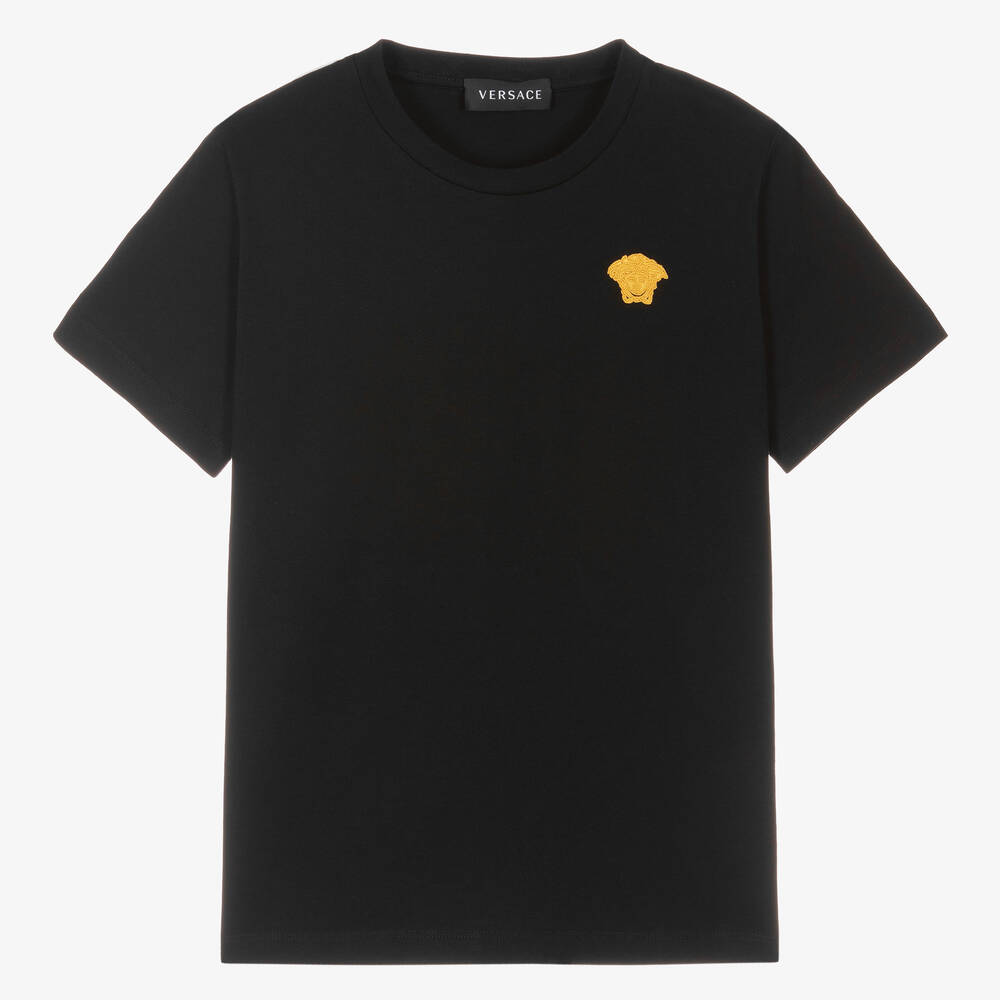 Shop Versace Teen Black & Gold Medusa T-shirt