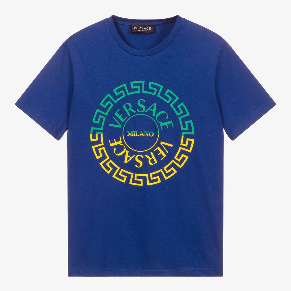 Versace Boys Teen Blue Cotton Logo T-shirt
