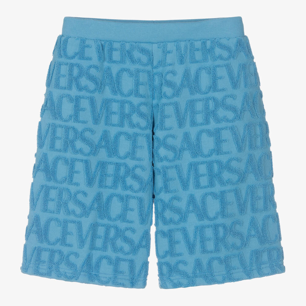 Versace Teen Boys Blue Cotton Towelling Shorts