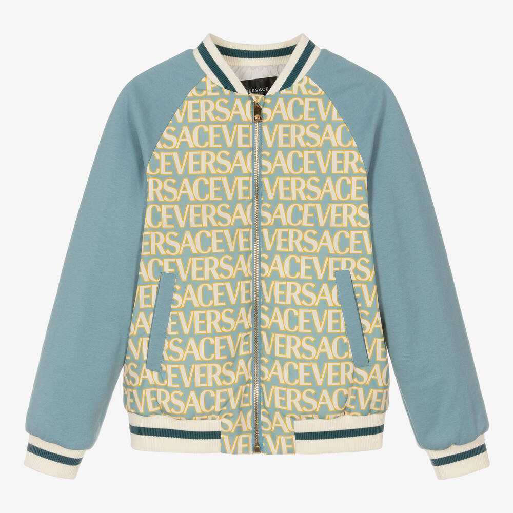 Versace Teen Boys Blue & Gold Bomber Jacket