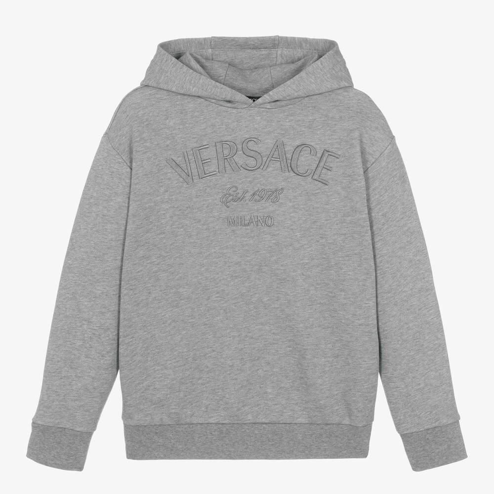 Versace - Teen Boys Grey Cotton Hoodie | Childrensalon
