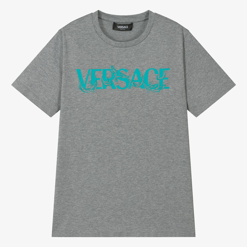 Versace Teen Boys Grey Marl Barocco T-shirt