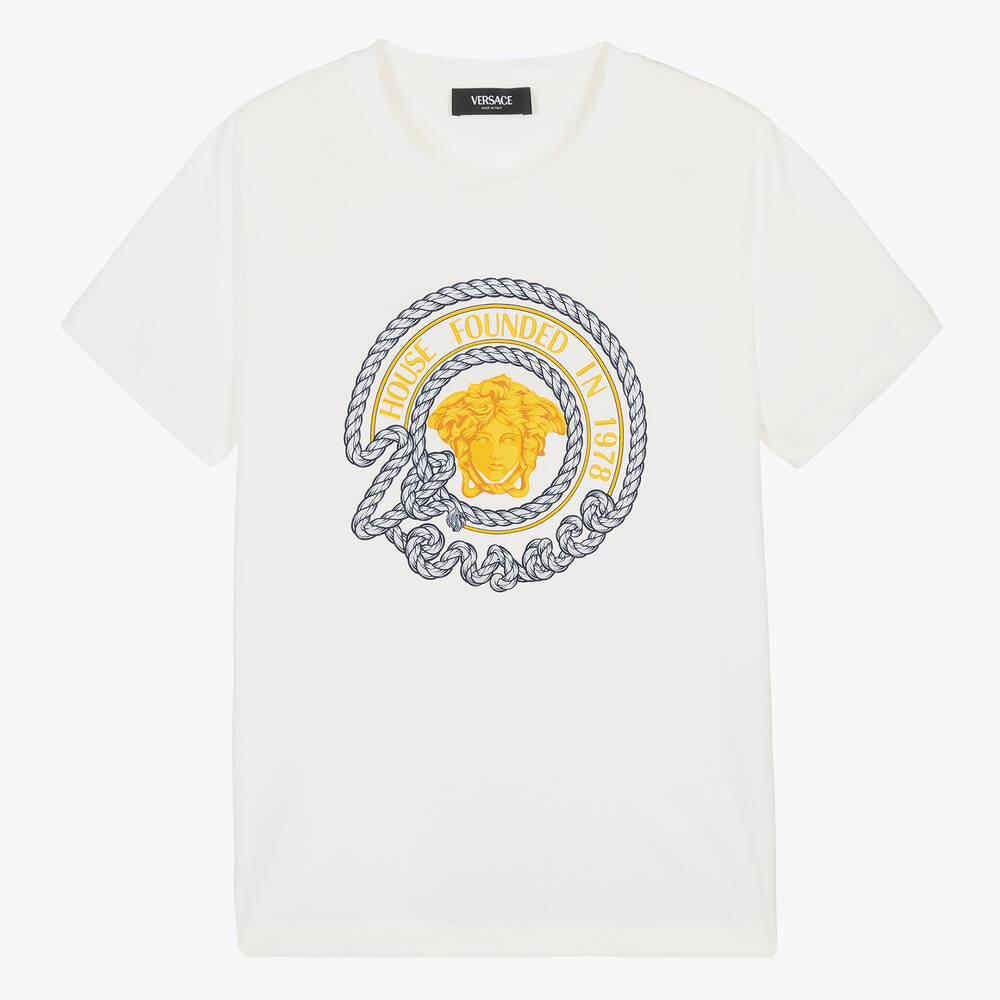 Versace - Teen Boys Ivory Medusa Cotton T-Shirt | Childrensalon
