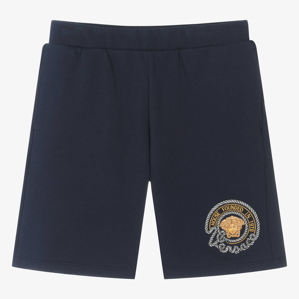 Versace - Teen Boys Navy Blue Cotton Nautical Shorts | Childrensalon