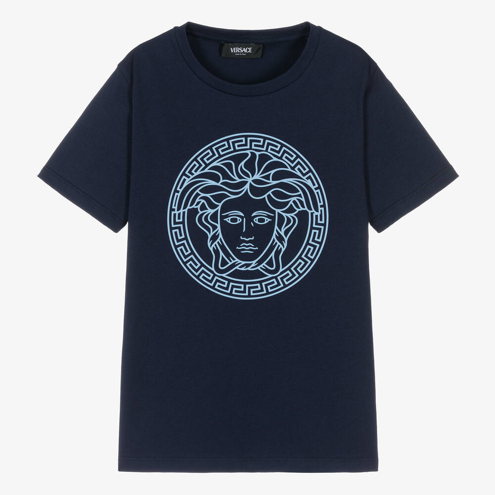 Versace - Teen Boys Navy Blue Medusa T-Shirt | Childrensalon