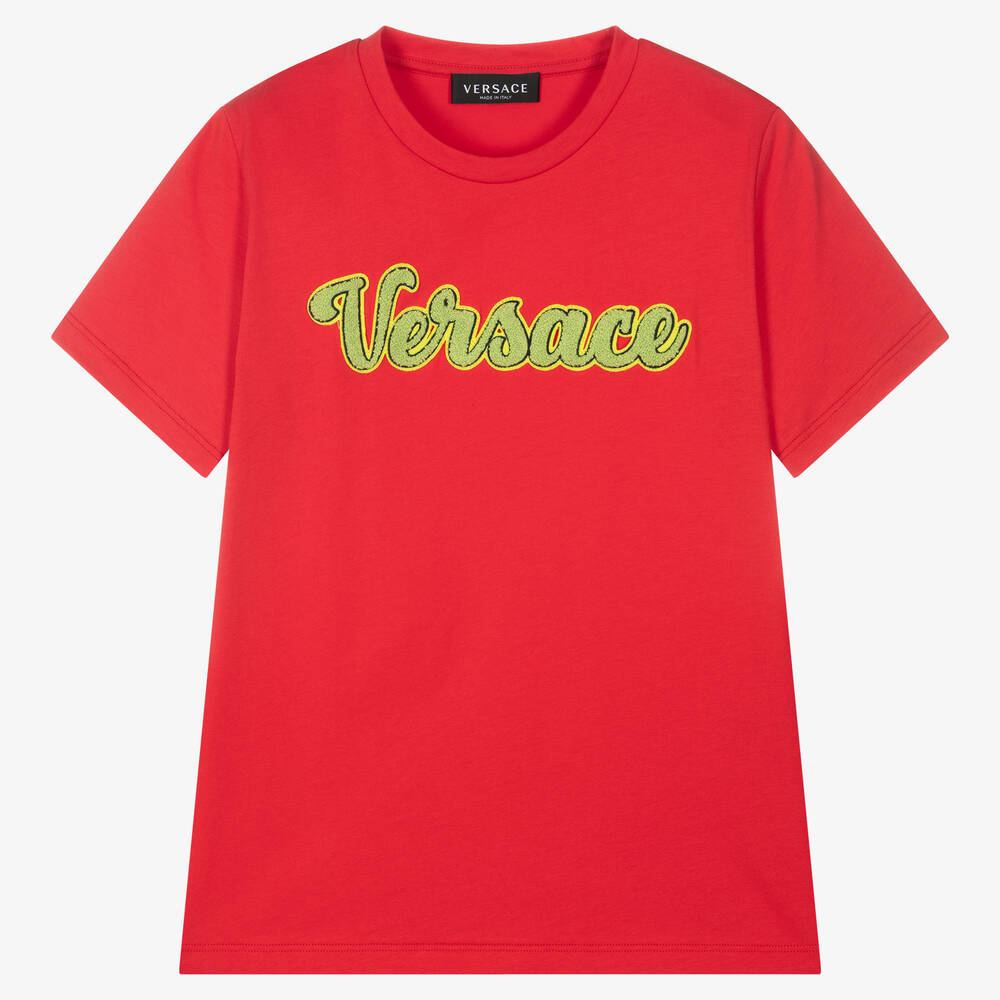 Versace Teen Boys Red Cotton Logo T-shirt