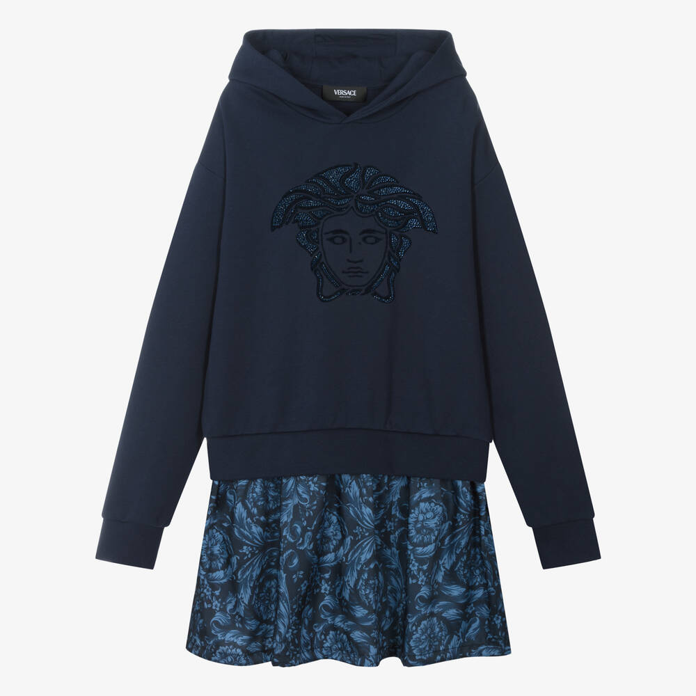 Versace - Синее платье-свитшот Medusa для девочек-подростков | Childrensalon