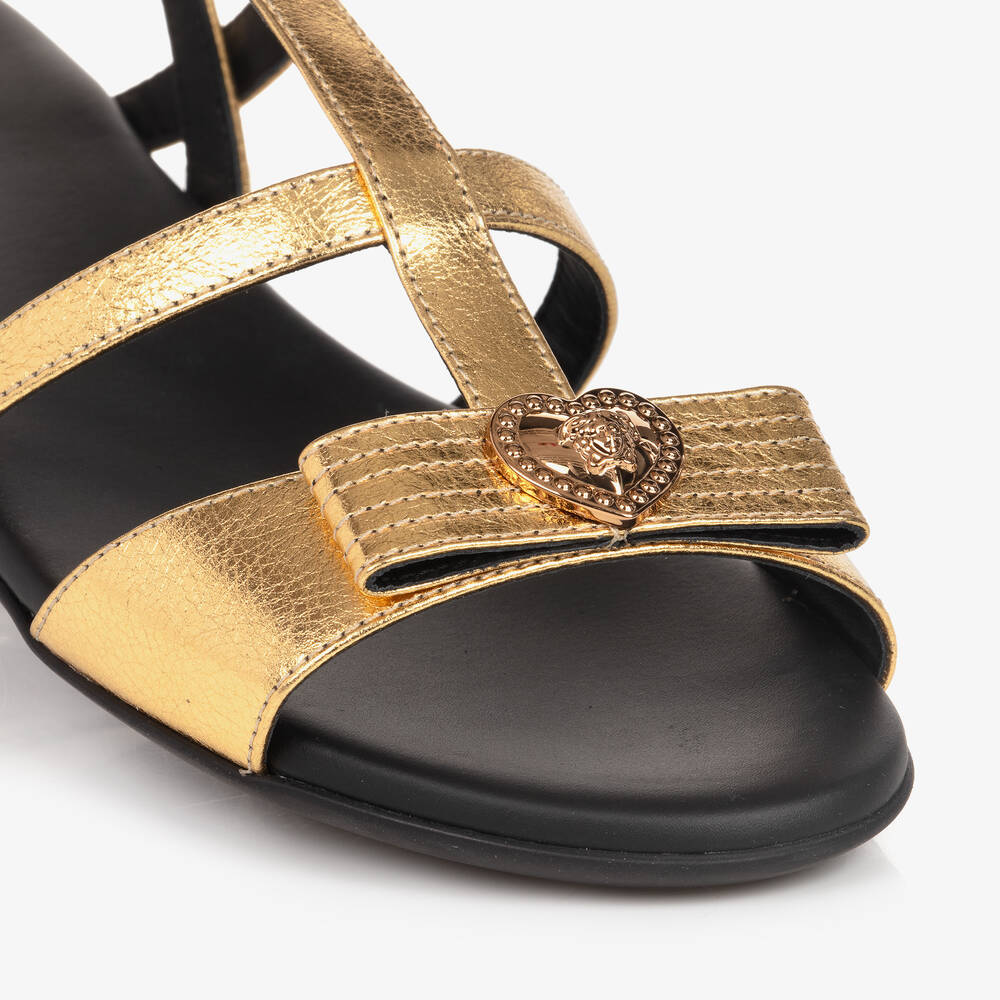 Versace - Teen Girls Gold Medusa Leather Sandals | Childrensalon