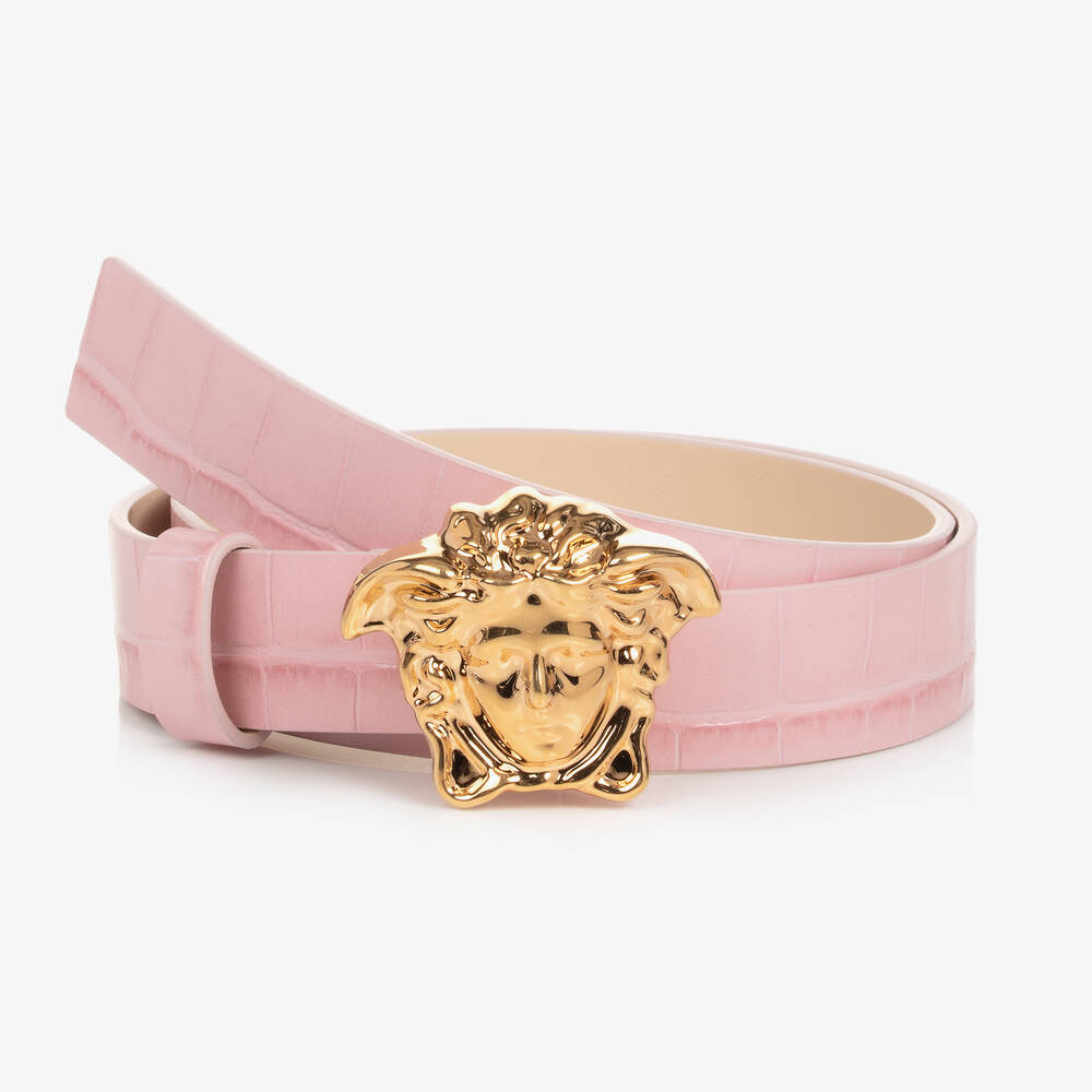 Versace Teen Girls Light Pink Leather Medusa Belt