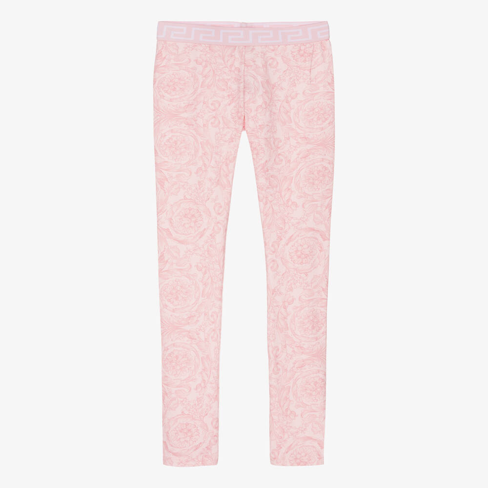 Versace - Teen Girls Pink Barocco Cotton Leggings | Childrensalon