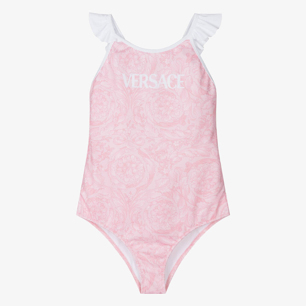 Versace - Teen Girls Pink Barocco Swimsuit | Childrensalon