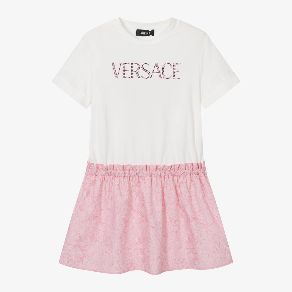 Versace - Robe rose en coton Barocco ado | Childrensalon