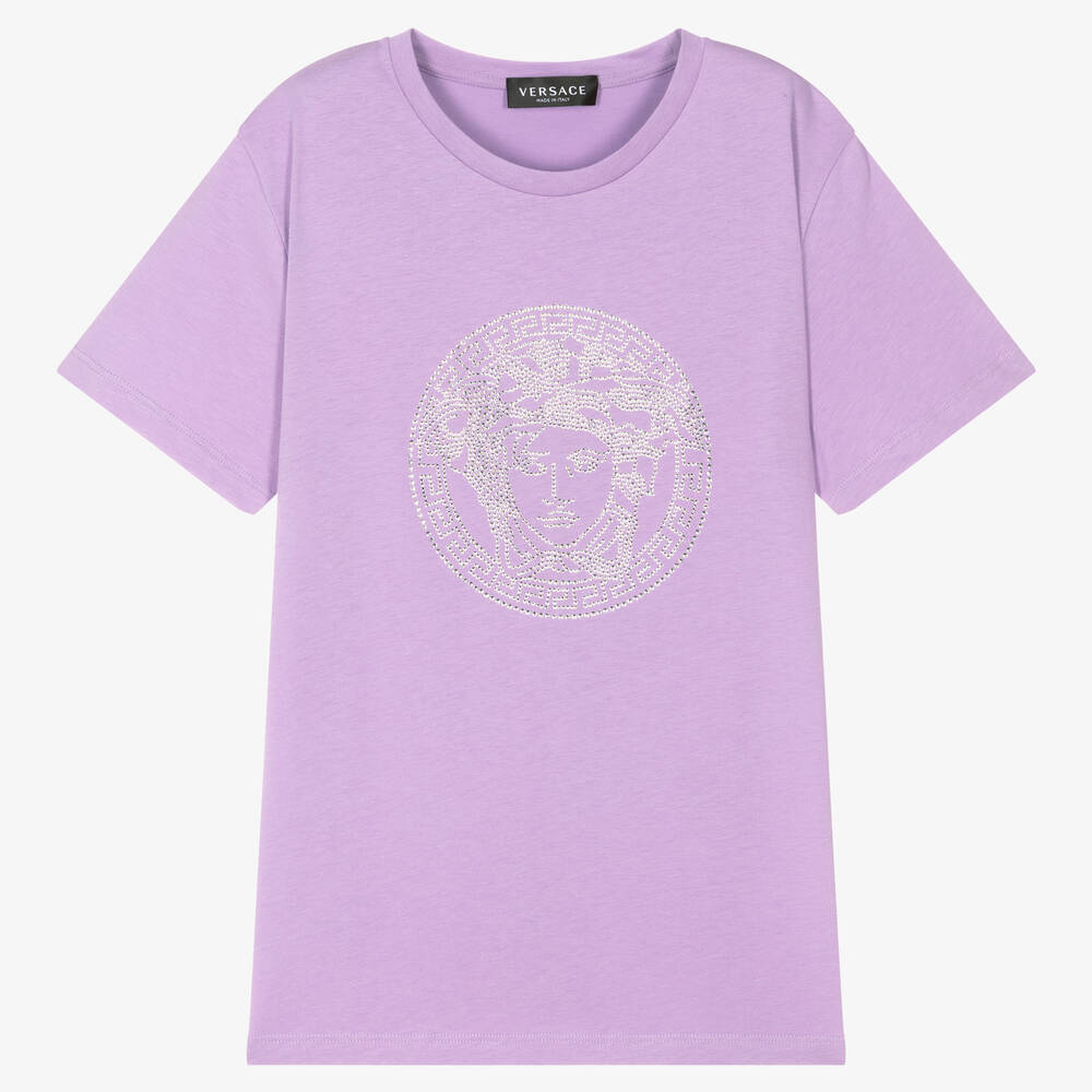 Versace Teen Girls Purple Diamanté Medusa T-shirt