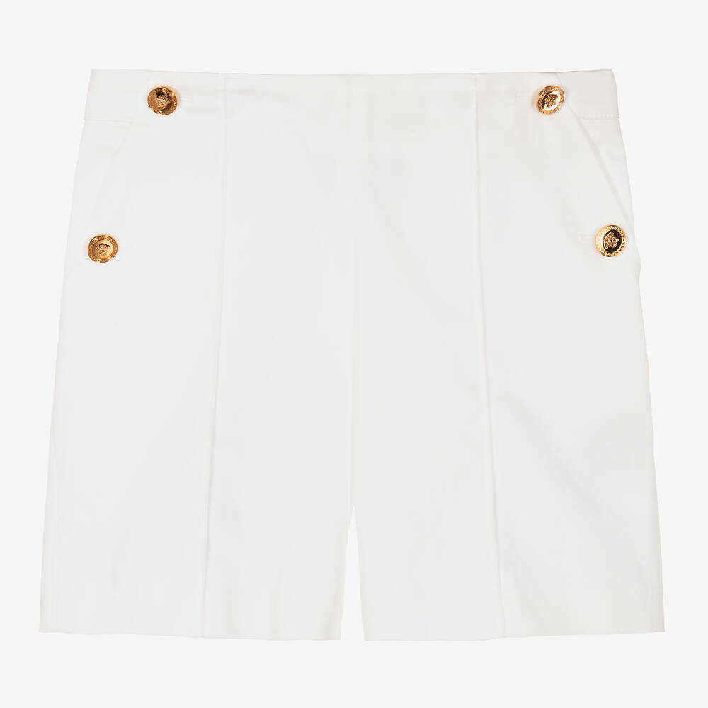 Versace - Teen Girls White Cotton Twill Sailor Shorts | Childrensalon