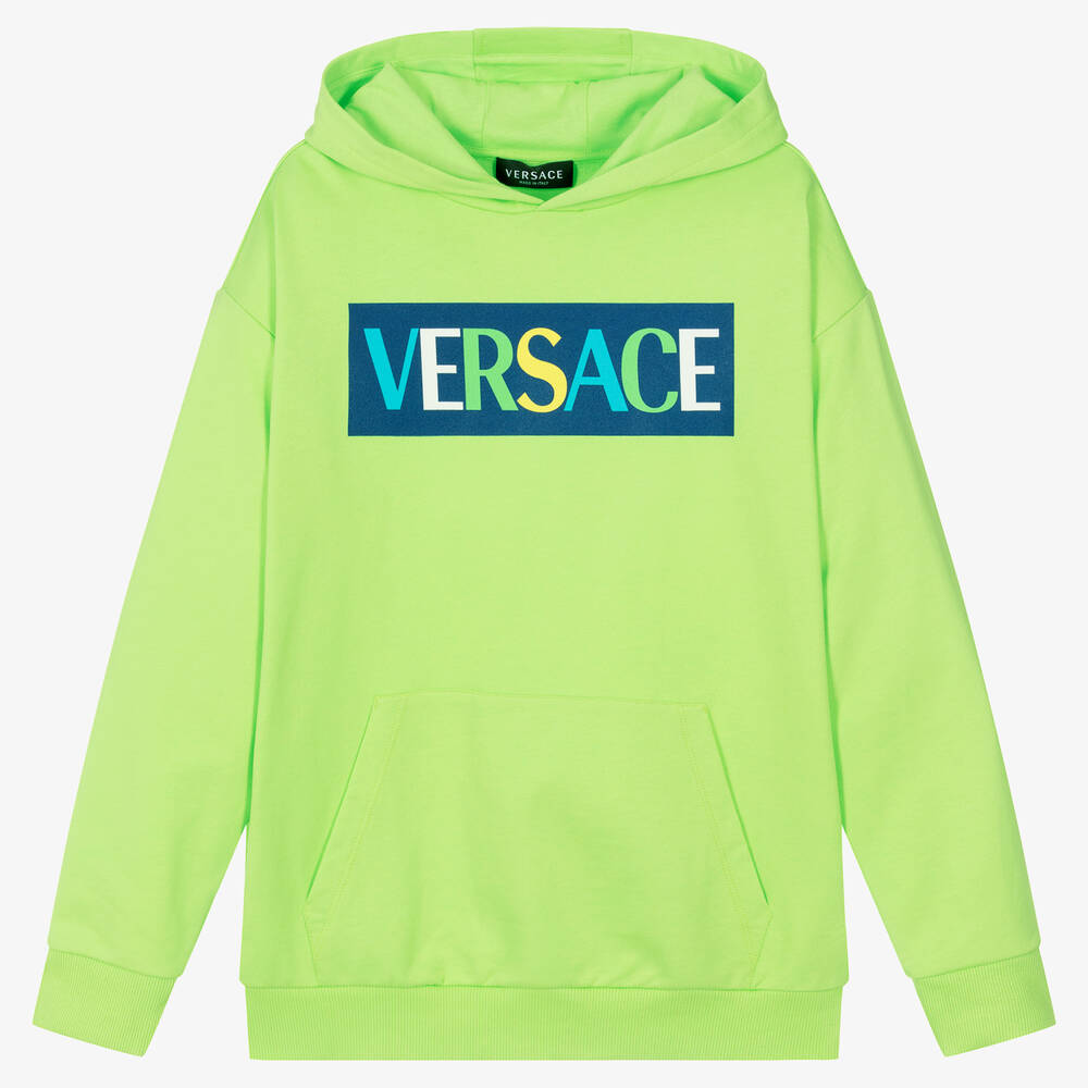 Versace Teen Lime Green Cotton Jersey Hoodie