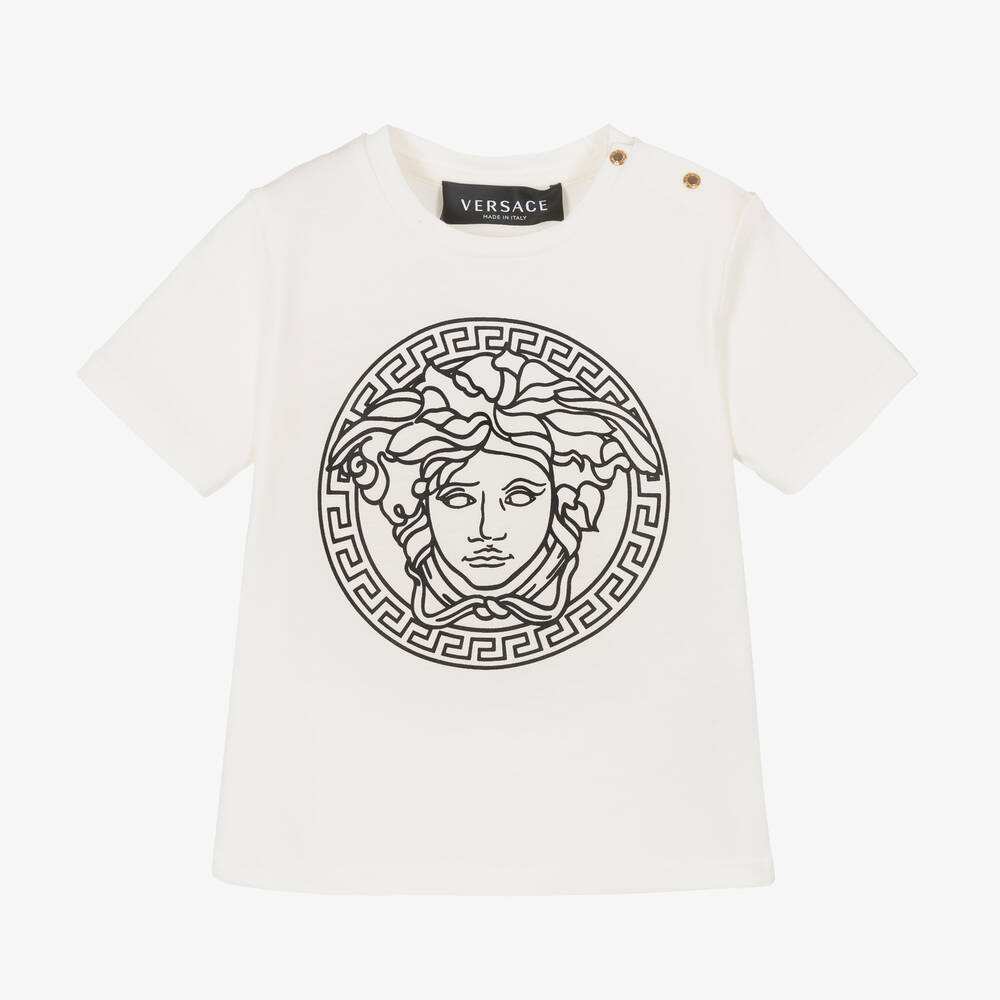 Versace - Бело-черная футболка  Medusa для малышей | Childrensalon