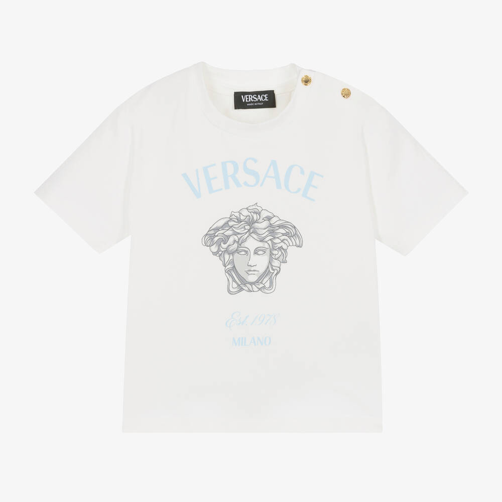 Versace - White Cotton Medusa Baby T-Shirt | Childrensalon