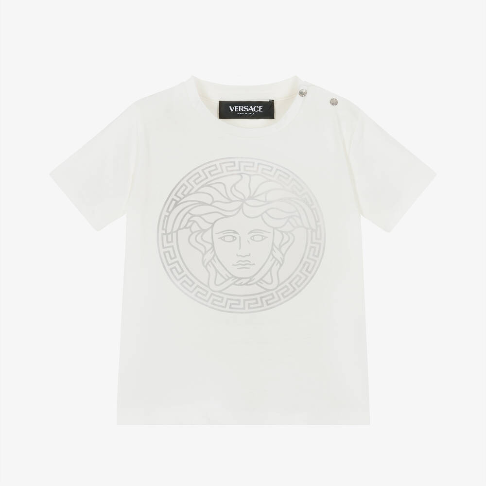 Shop Versace White Cotton Medusa Baby T-shirt
