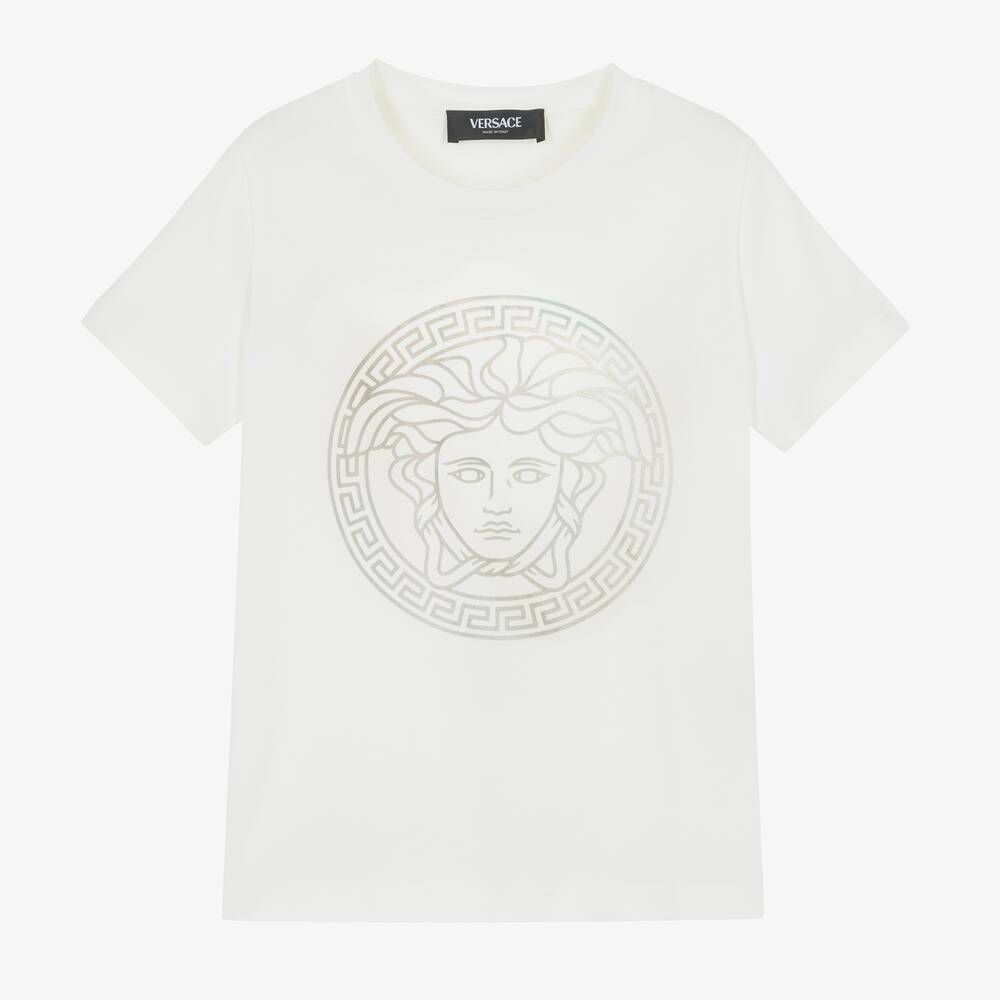 Versace - White Cotton Medusa T-Shirt | Childrensalon