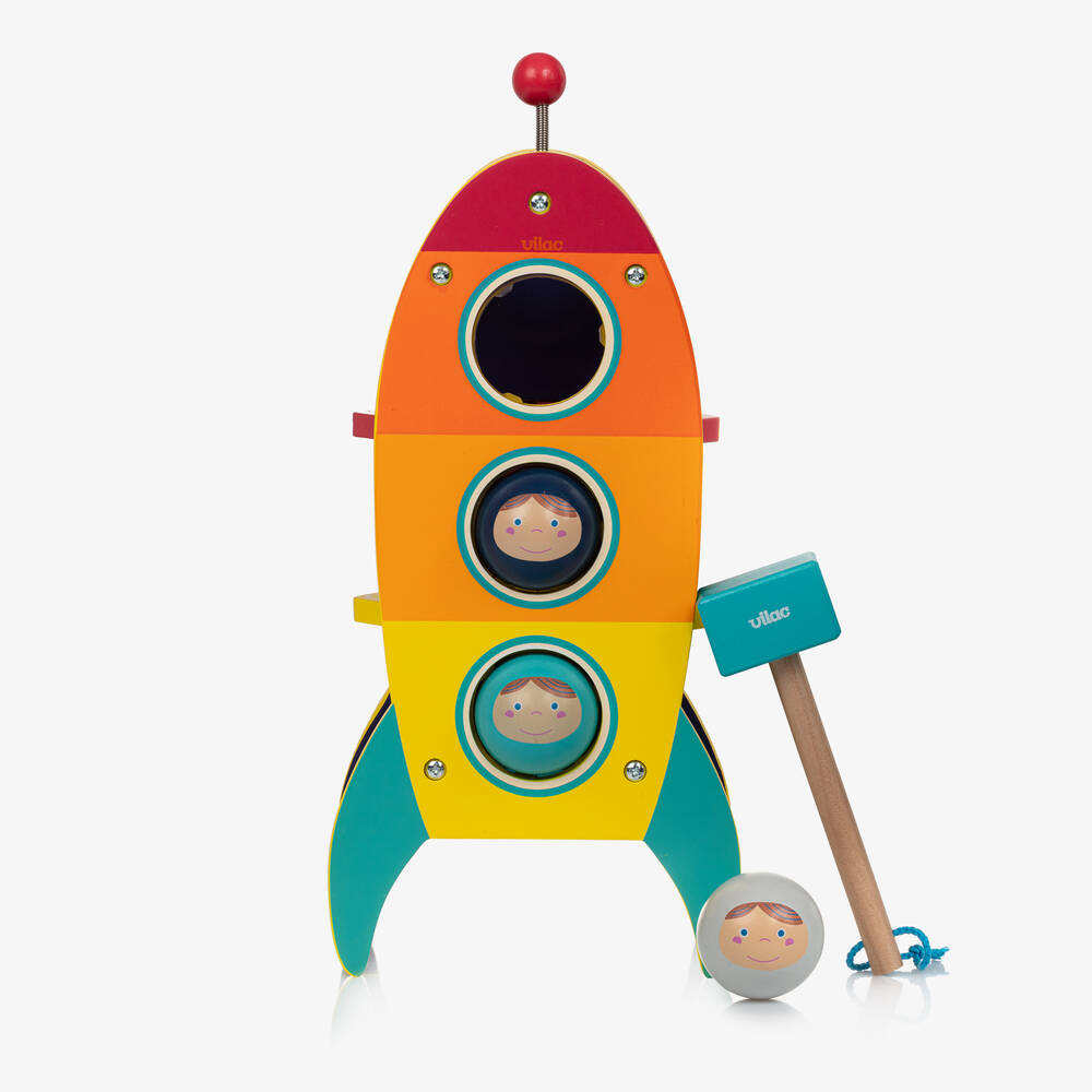 Vilac - Оранжевая деревянная игрушка Ракета (34см) | Childrensalon