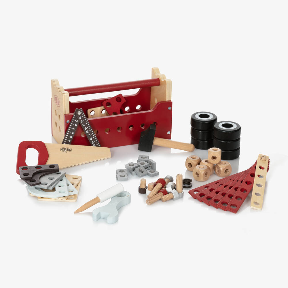 Vilac - Red Wooden Toolbox Toy (27cm) | Childrensalon