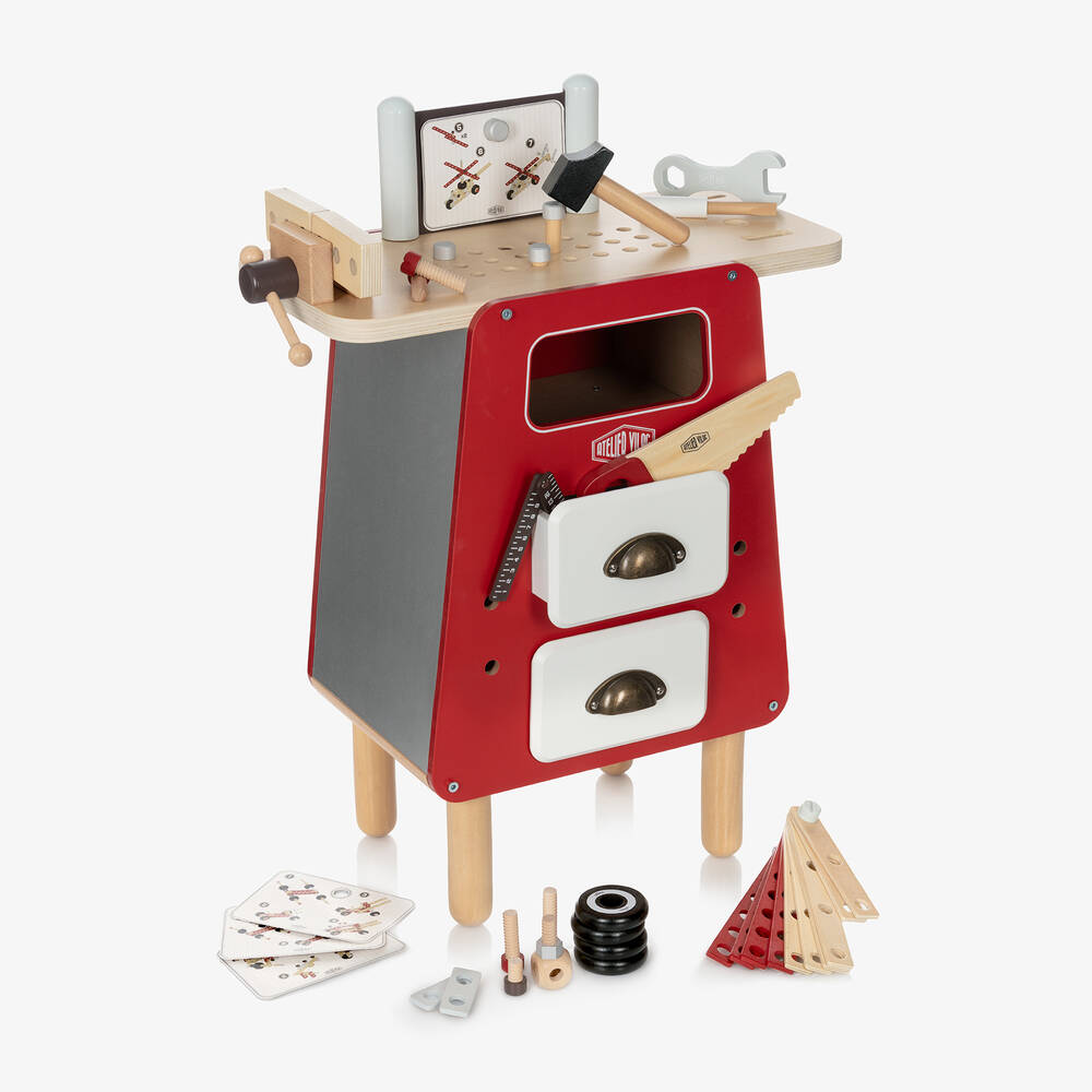 Vilac - Red Wooden Workbench Toy (73cm) | Childrensalon