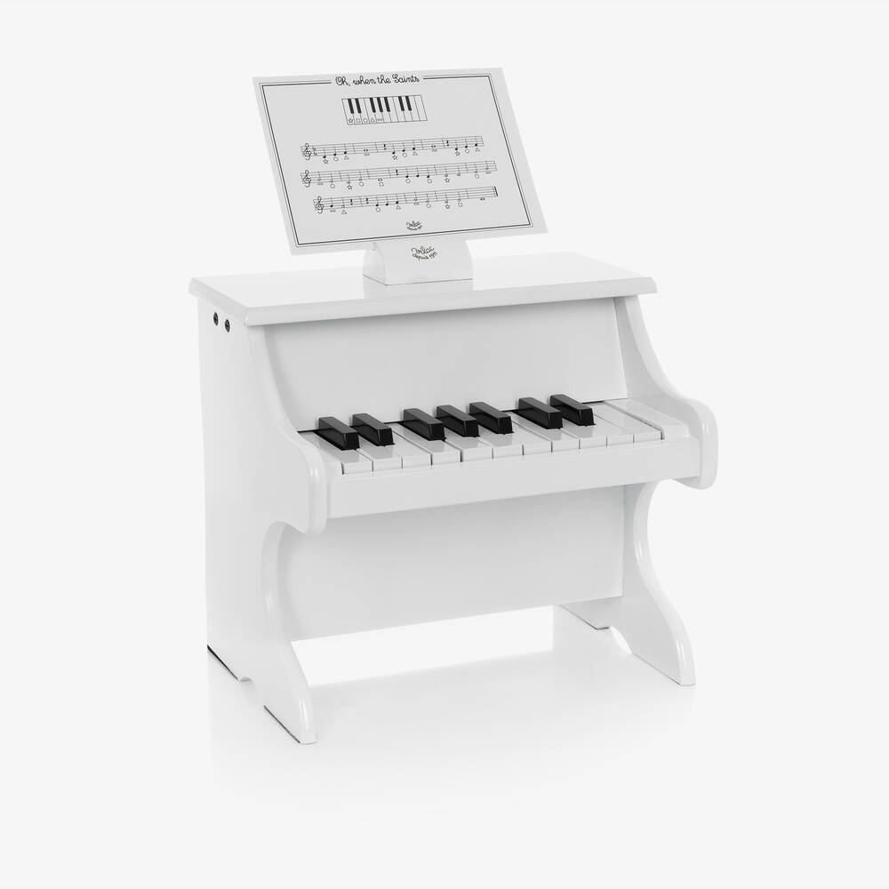 Vilac - بيانو خشب لون أبيض للأطفال (32 سم) | Childrensalon