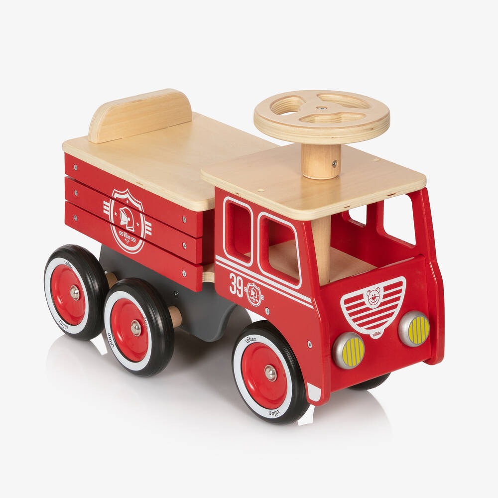 Vilac - لعبة سيارة الإطفاء خشب لون أحمر (50 سم) | Childrensalon