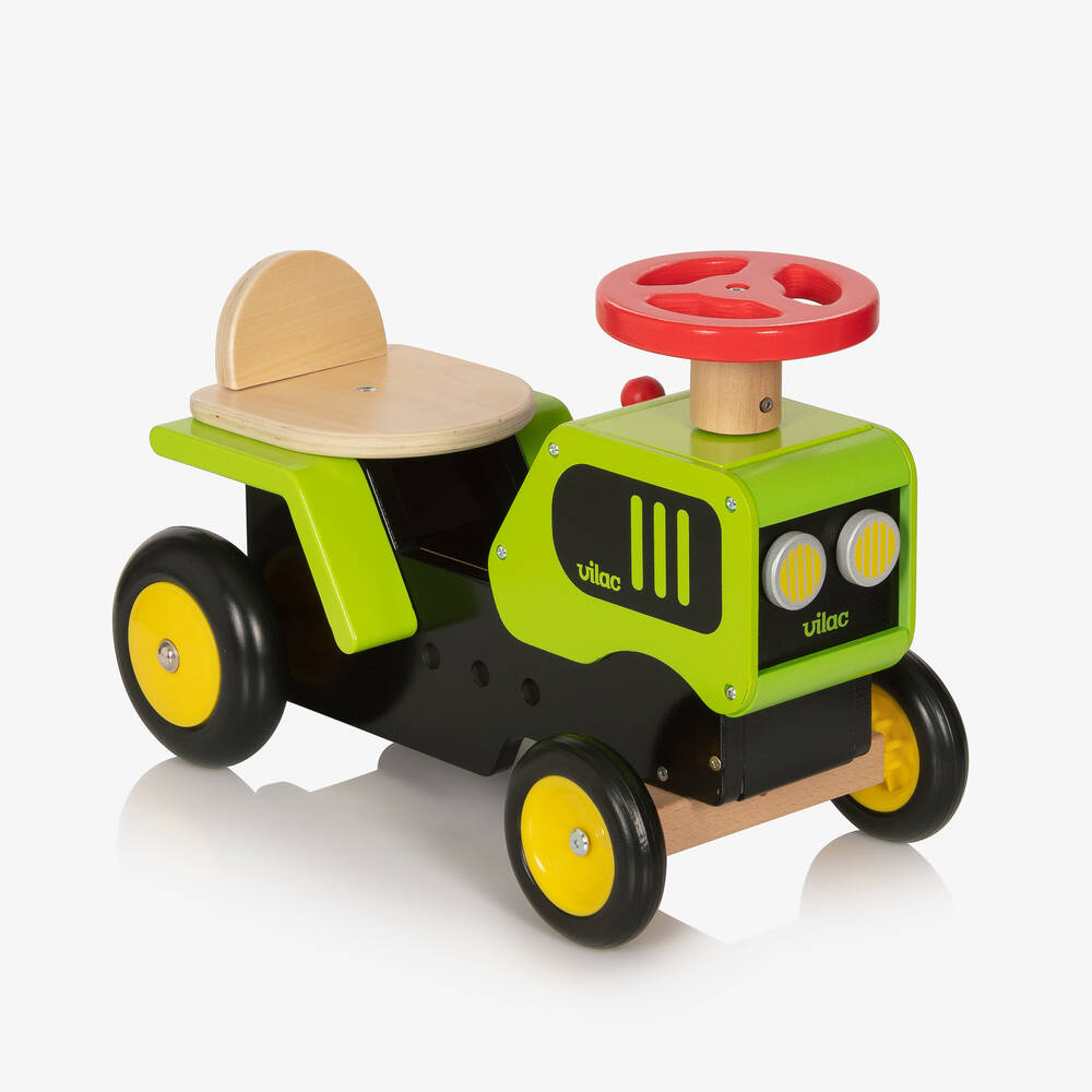 Vilac Wooden Green Ride-on Tractor (47cm) In Burgundy
