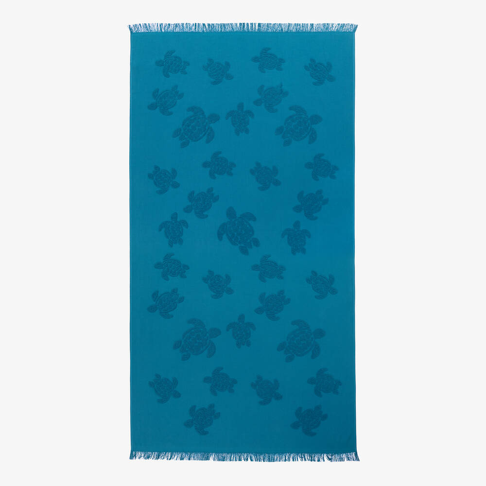 Vilebrequin - Голубое пляжное полотенце из органического хлопка с черепахами (186см) | Childrensalon