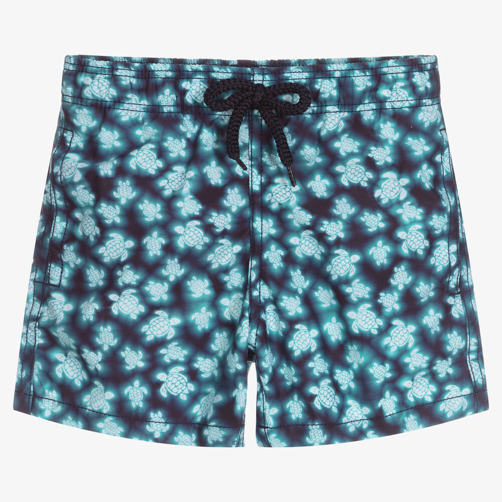 Vilebrequin - Boys Blue Blurred Turtles Swim Shorts | Childrensalon