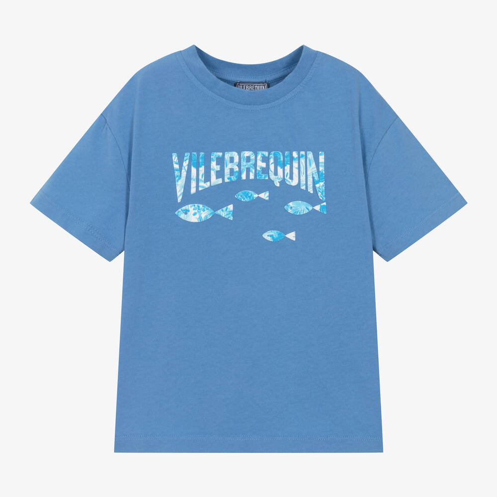 Shop Vilebrequin Boys Blue Cotton T-shirt
