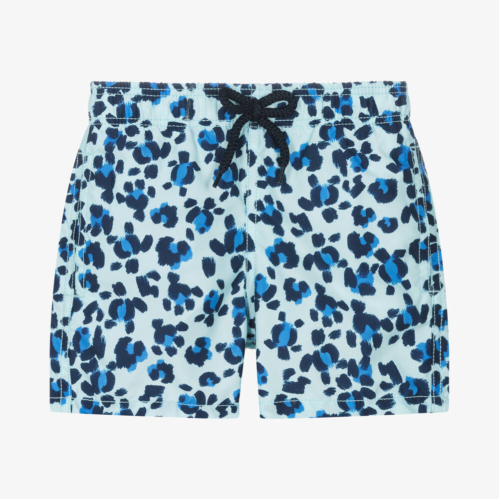 Vilebrequin - Boys Blue Leopard Turtle Swim Shorts | Childrensalon