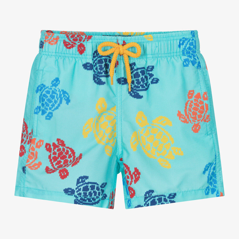 Vilebrequin - Boys Blue Multicolour Turtle Swim Shorts | Childrensalon