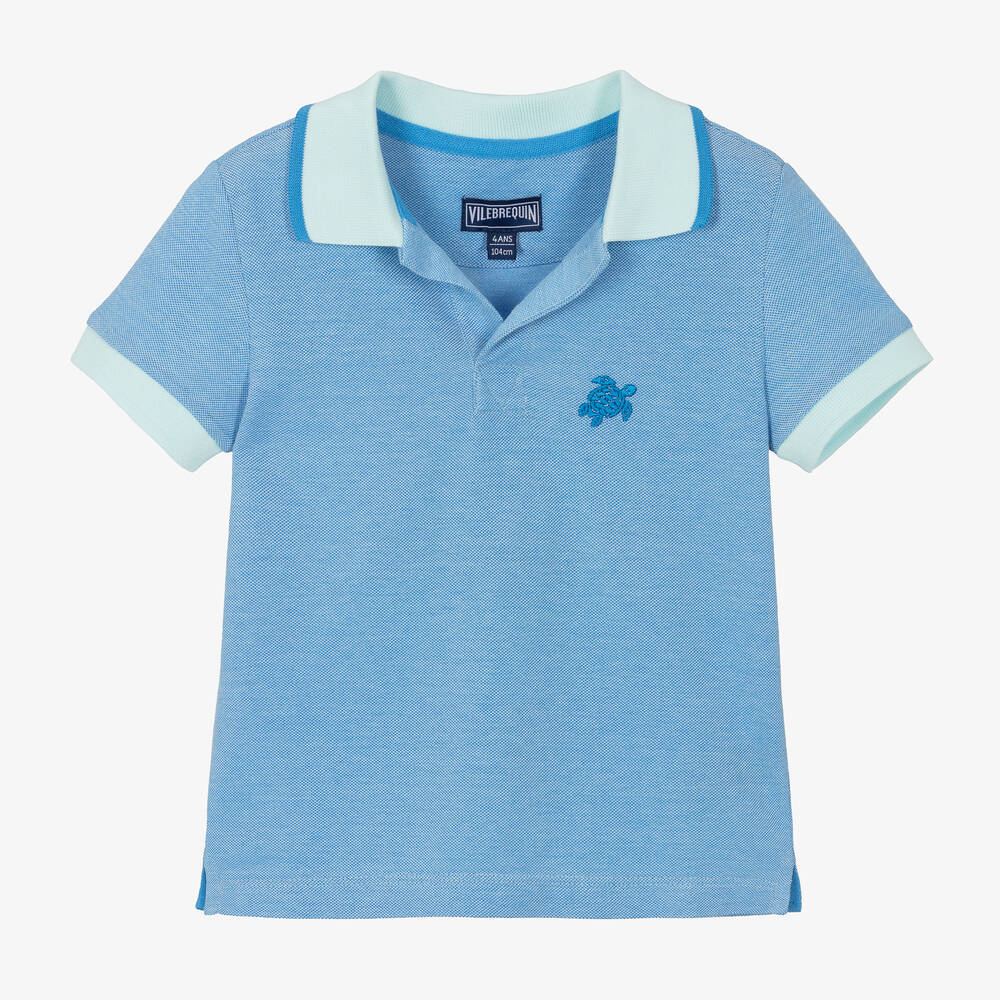 Vilebrequin - Boys Blue Organic Cotton Polo Shirt | Childrensalon