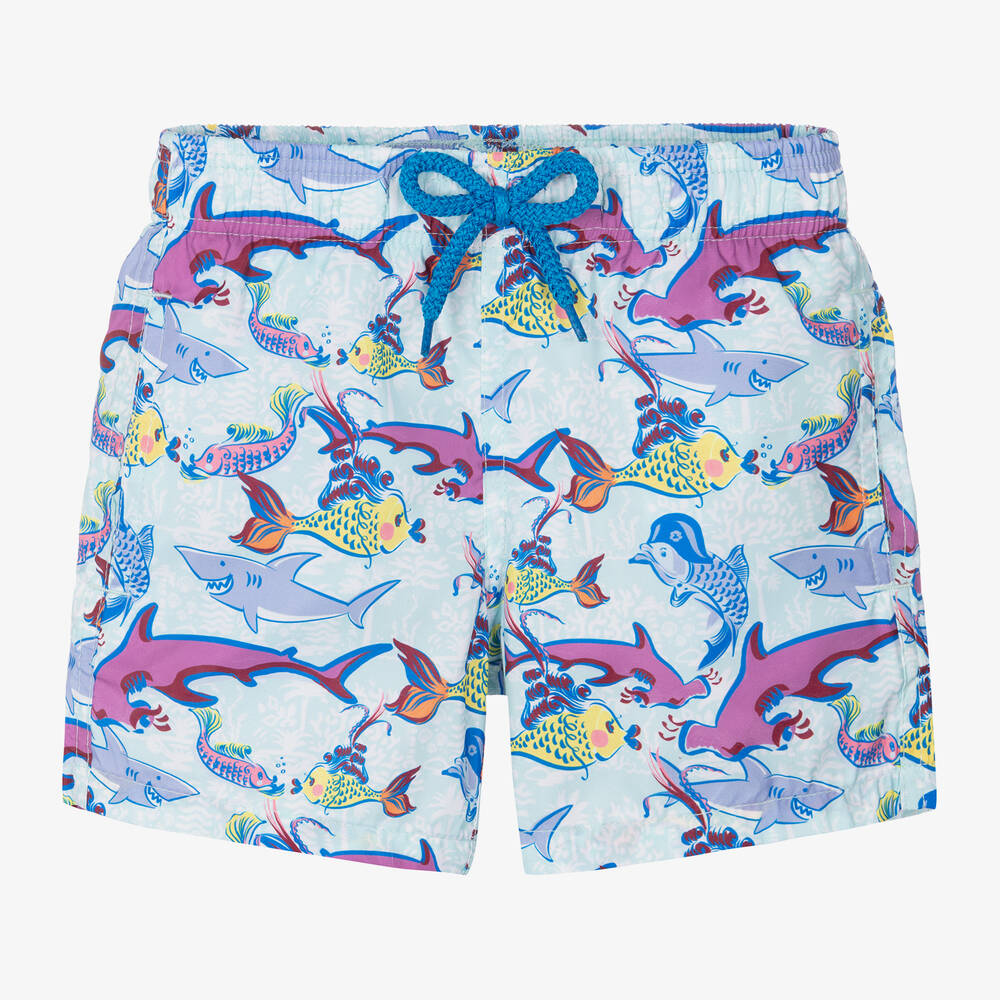 Vilebrequin - Boys Blue Sea Print Swim Shorts | Childrensalon