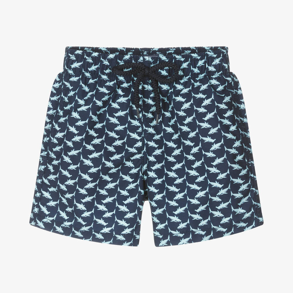 Vilebrequin - Синие плавки-шорты с акулами для мальчиков | Childrensalon