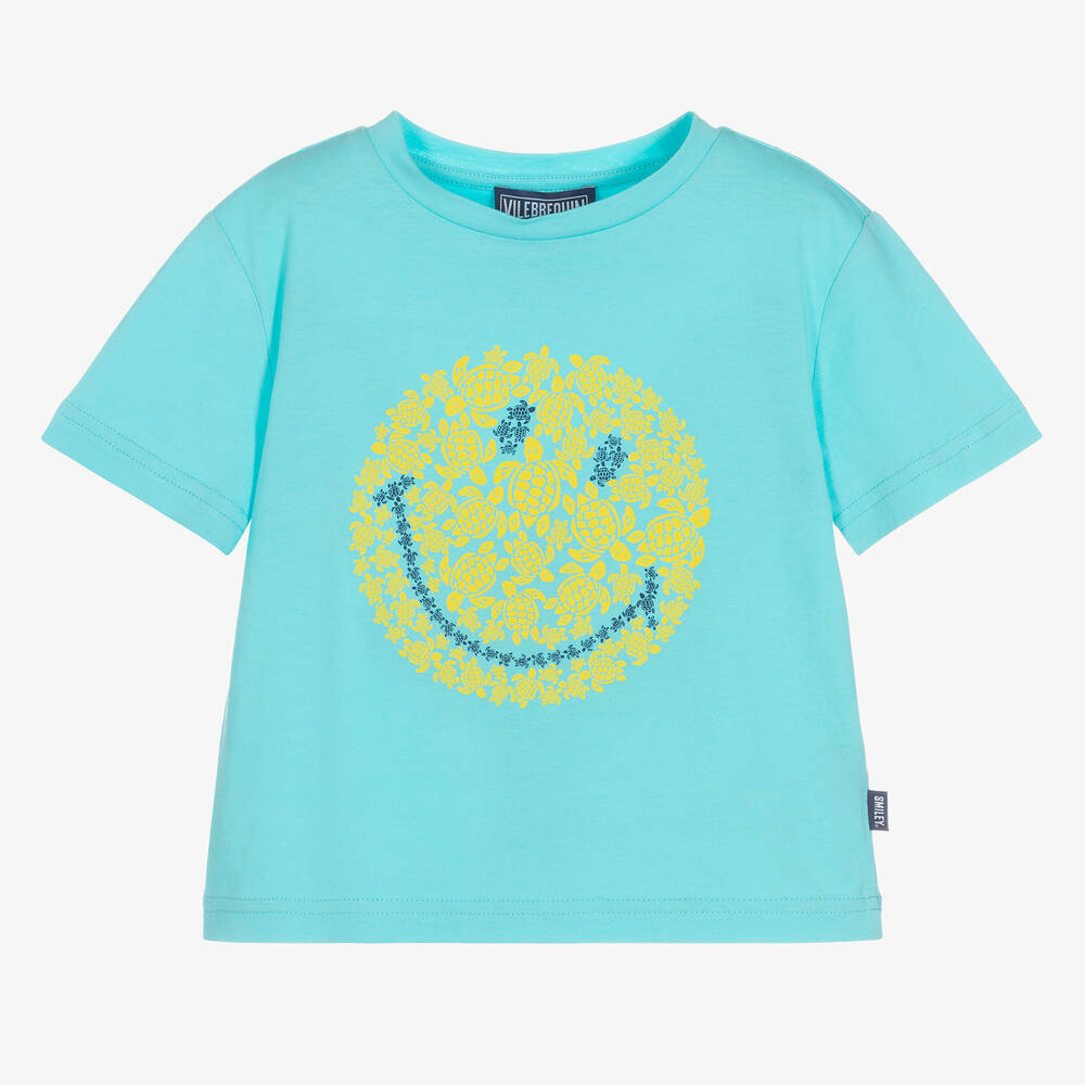 Vilebrequin - Голубая футболка со смайлом для мальчиков | Childrensalon