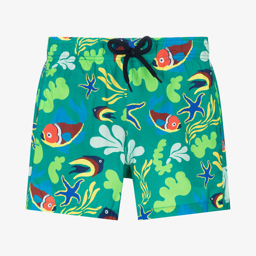Vilebrequin - Boys Green Tropical Fish Swim Shorts | Childrensalon