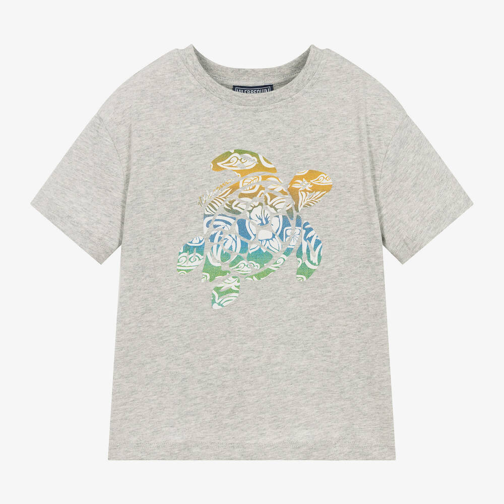 Vilebrequin - Boys Grey Turtle Cotton T-Shirt | Childrensalon