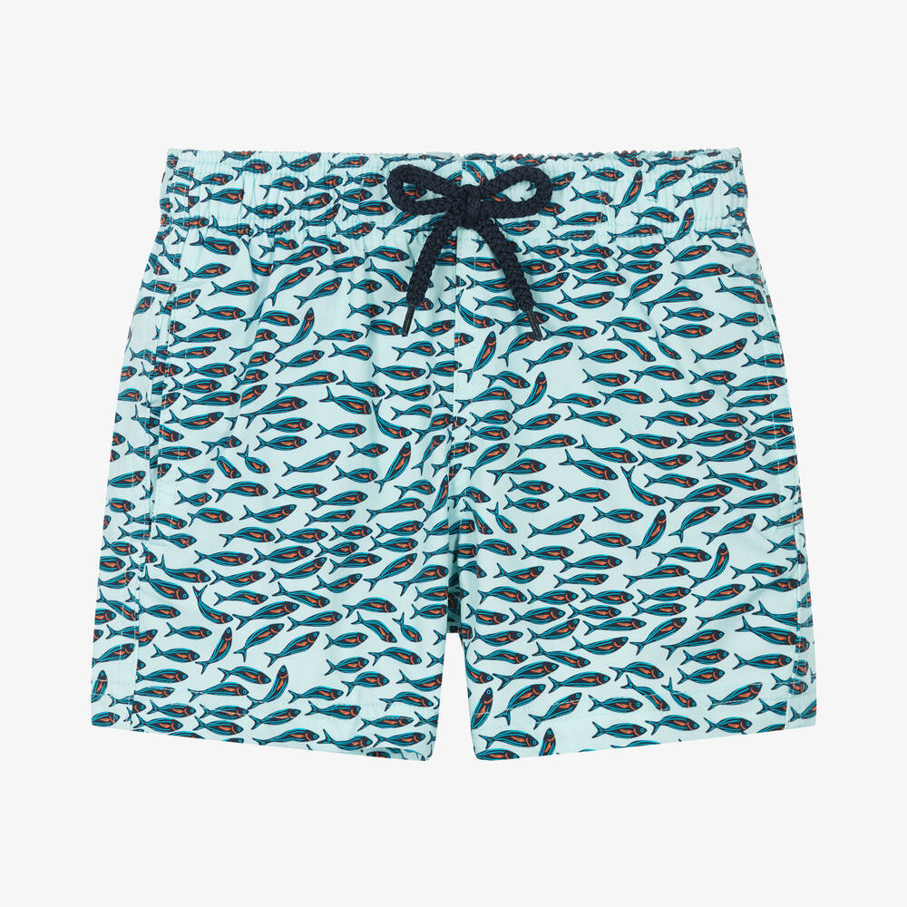Vilebrequin - Boys Light Blue Fish Swim Shorts | Childrensalon