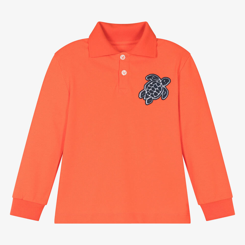 Vilebrequin - Boys Orange Cotton Piqué Polo Top | Childrensalon