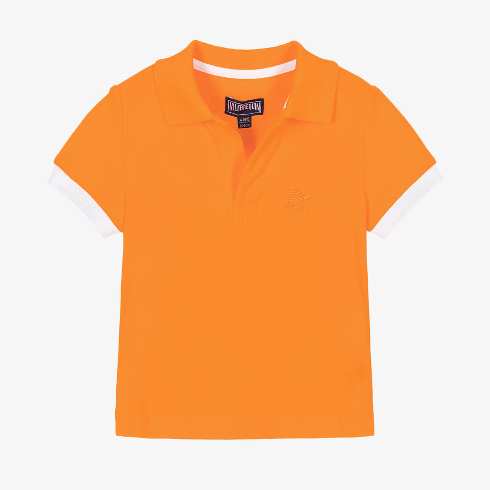 Vilebrequin - Boys Orange Cotton Polo Shirt | Childrensalon