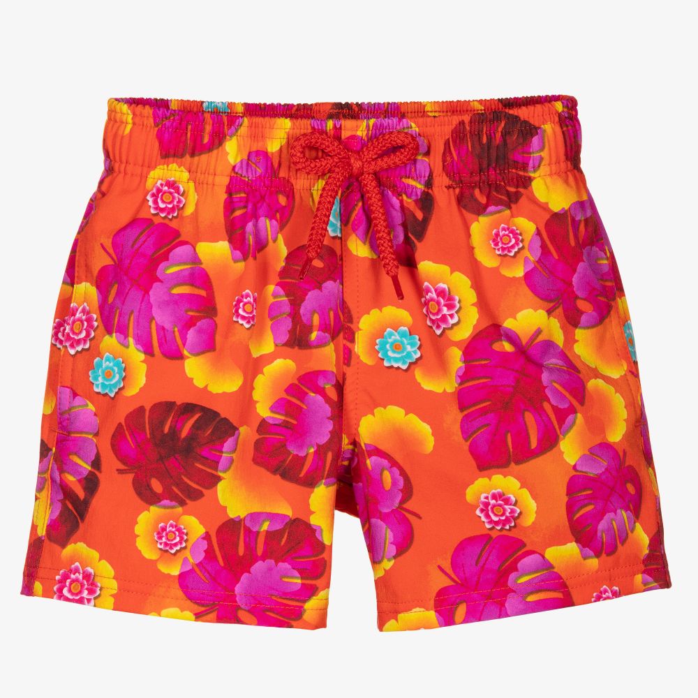 Vilebrequin - Boys Orange Floral Swim Shorts | Childrensalon