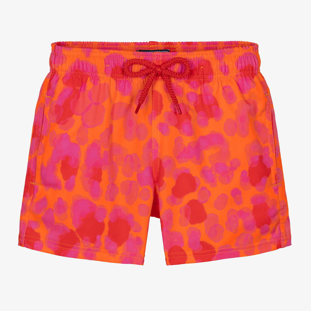 Vilebrequin - Boys Orange & Pink Abstract Swim Shorts | Childrensalon