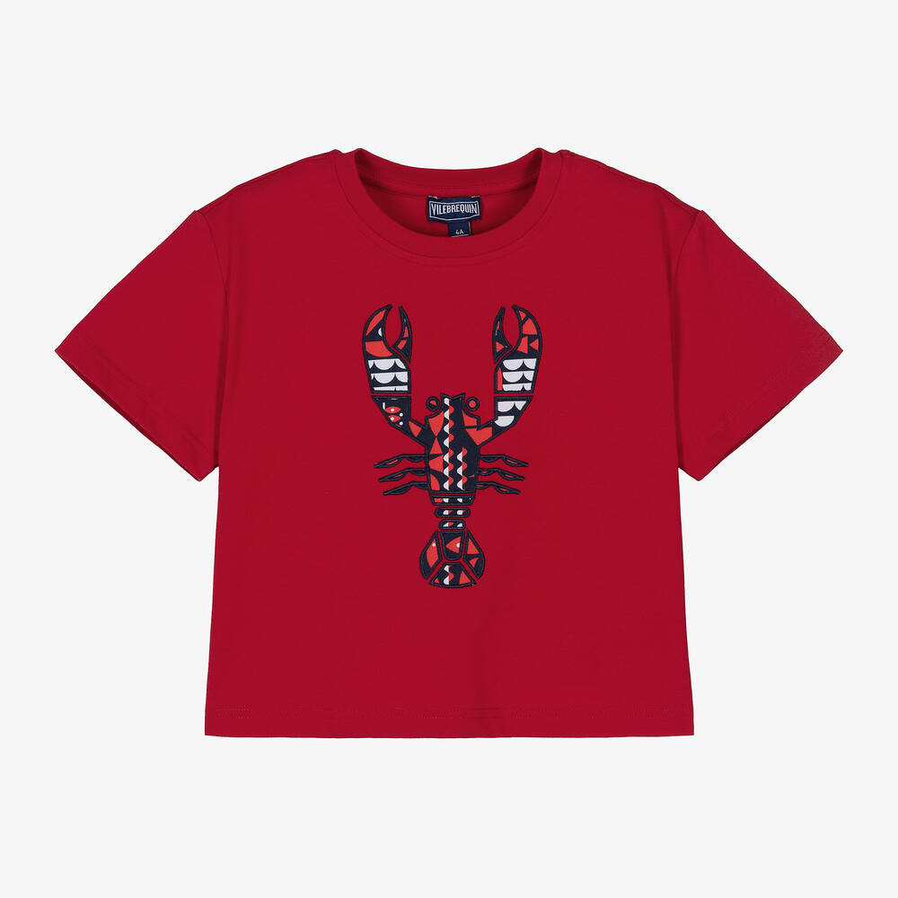 Vilebrequin - Boys Red Cotton Lobster T-Shirt | Childrensalon
