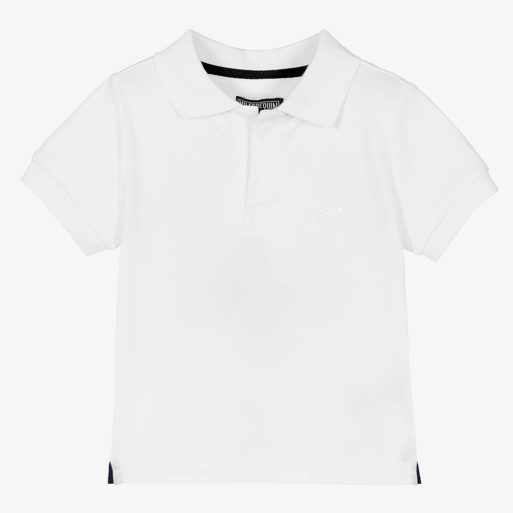 Vilebrequin - Boys White Organic Cotton Polo Shirt | Childrensalon